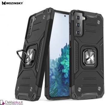 Wozinsky smūgiams atsparus dėklas su žiedu - juodas (Samsung S22 Plus)